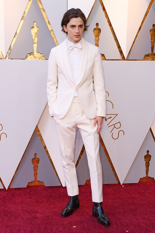 Gambar Foto Timothee Chalamet di Red Carpet Oscar 2018