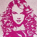 Potret Taylor Swift dari permen pink dan putih
