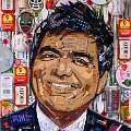 Potret George Lopez yang dibuat dari berbagai barang bekas pakai