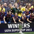 Tim Barcelona rayakan kemenangan 2-0 usai melawan FC Porto