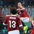 Zlatan Ibrahimovic (tengah) melakukan selebrasi untuk merayakan golnya ke gawang BATE Borisov