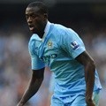 Yaya Toure di Pertandingan Liga Premier Barclays Antara Manchester City Melawan Aston Villa