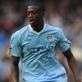 Yaya Toure di Pertandingan Liga Premier Barclays Antara Manchester City Melawan Aston Villa