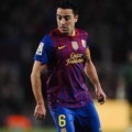 Xavi Hernandez di La Liga Match FC Barcelona and Sporting Gijon