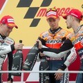 Ben Spies, Casey Stoner dan Andrea Dovizioso di Podium Valencia MotoGP