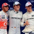 Lewis Hamilton, Nico Rosberg dan Michael Schumacher di Kualifikasi GP F1 China 2012
