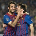 Cesc Fabregas dan Lionel Messi Merayakan Kemenangan di UEFA Liga Champions