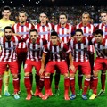 Tim Atletico Madrid Sebelum Laga Dimulai di Camp Nou