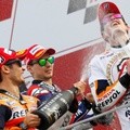 Dani Pedrosa, Jorge Lorenzo dan Marc Marquez di Podium Kemenangan