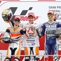 Dani Pedrosa, Jorge Lorenzo dan Marc Marquez di Podium Kemenangan