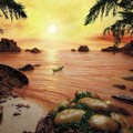 Keindahan Senja di Laut dari Daging Ikan Salmon