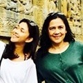 Nana Mirdad dan Lydia Kandou di Candi Borobudur