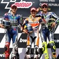 Jorge Lorenzo, Dani Pedrosa dan Valentino Rossi di Podium