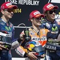 Jorge Lorenzo, Dani Pedrosa dan Valentino Rossi di Podium