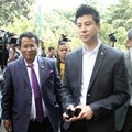 Hotman Paris dan Johnson Yaptonaga di Mapolda Metro Jaya