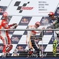 Andrea Dovizioso, Marc Marquez dan Valentino Rossi di Podium Kemenangan