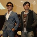 Giring Ganesha dan Ariel di Konferensi Pers Vidio.com Music Battle