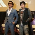 Giring Ganesha dan Ariel di Konferensi Pers Vidio.com Music Battle