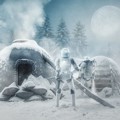 Efek salju dari tepung juga diaplikasikan di foto Stormtrooper ini