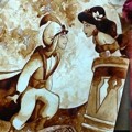 Kemesraan Aladdin dan Putri Jasmine Diabadikan Nuria Salcedo dalam Lukisan Kopi Karyanya