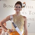 Bunga Jelitha Ibrani di Konferensi Pers Keberangkatan Menuju Miss Universe 2017