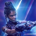 Poster karakter Letitia Wright sebagai Shuri di film 'Avengers: Infinity War'.