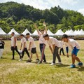 Jaehyun NCT mengikuti lomba lari di SMTOWN Workshop Pyeongchang 2018.