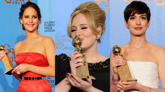 Jennifer Lawrence, Adele dan Anne Hathaway Sabet Piala Jennifer Lawrence, Adele dan Anne Hathaway Sabet Piala