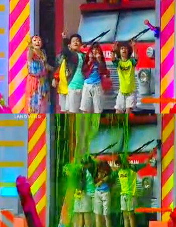 Coboy Junior dan Ayu Dewi Mandi Cairan Hijau di Indonesia Kids' Choice Awards
