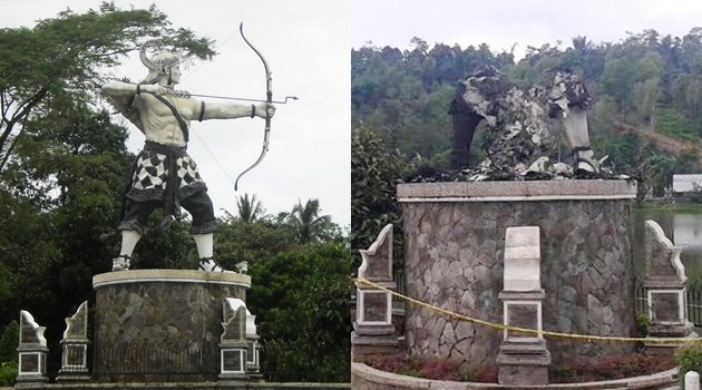 Patung Arjuna di Purwakarta Rusak Terbakar, Siapa Pelakunya?