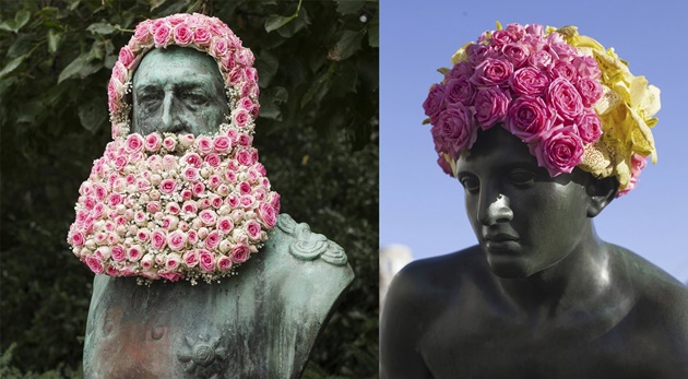 Hebat, Seniman Ini Buat Patung Lebih Hidup Dengan Hiasan Bunga