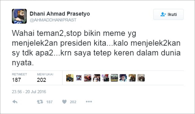 Tulisan Dhani Tentang Presiden Jokowi