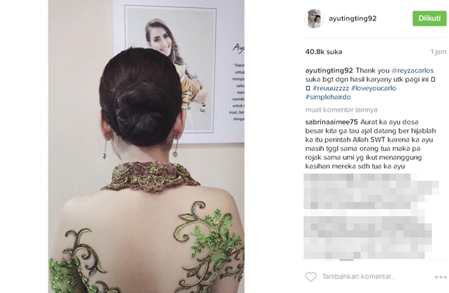Ayu Ting Ting Pakai Kebaya Sambil Pamer Punggung, Netter: Wow Mulus