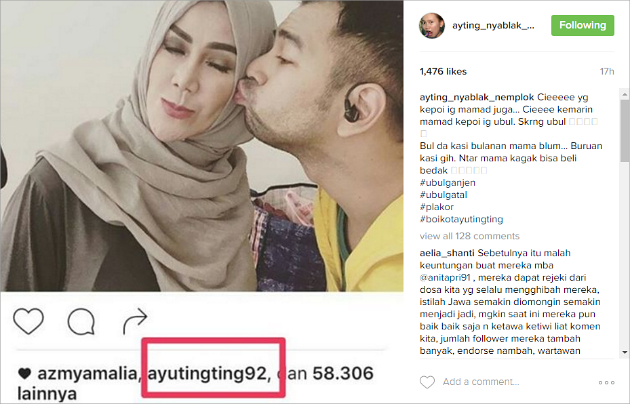 Ayu Ting Ting Like Foto Raffi dan Amy