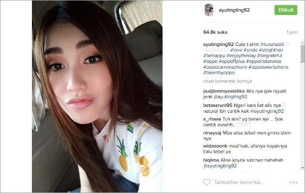 Pose Manyun Sambil Pamer Alis Super Tebal, Ayu Ting Ting Bikin Netter Ngakak