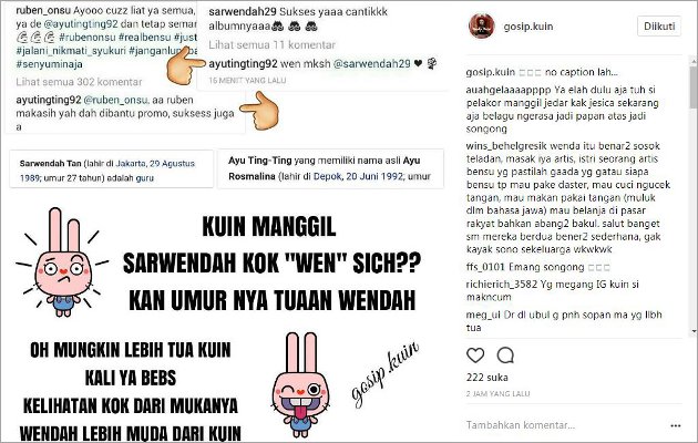 Ayu Ting Ting, Ramah ke Ruben, Judes ke Sarwendah