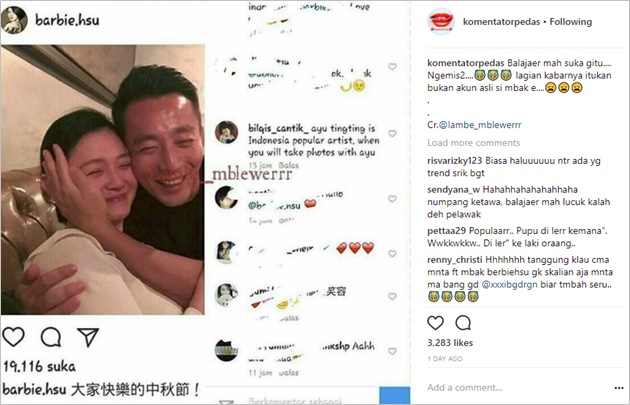 Balajaer Minta Barbie Hsu Foto Bareng Ayu Ting Ting