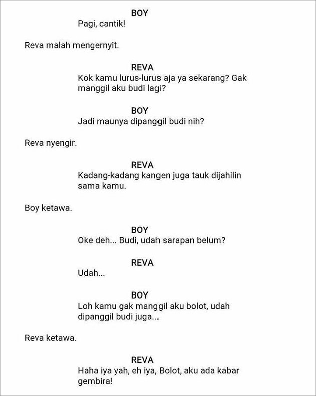 Bocoran Dialog Boy dan Reva