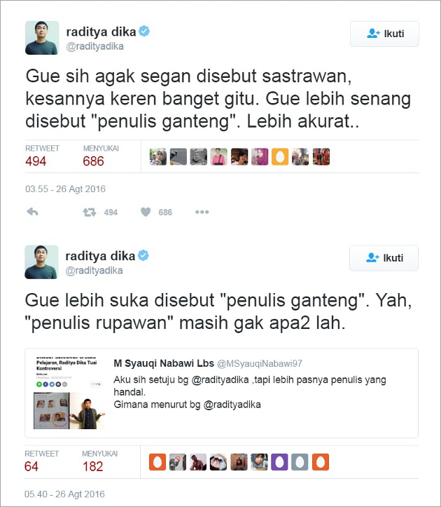 Disebut Sastrawan dan  Tuai Kontroversi Raditya  Dika  