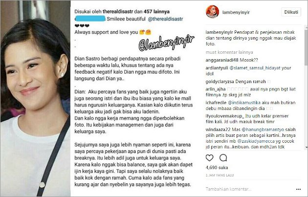 Dian Sastro Buka Suara Soal Tudingan Sombong