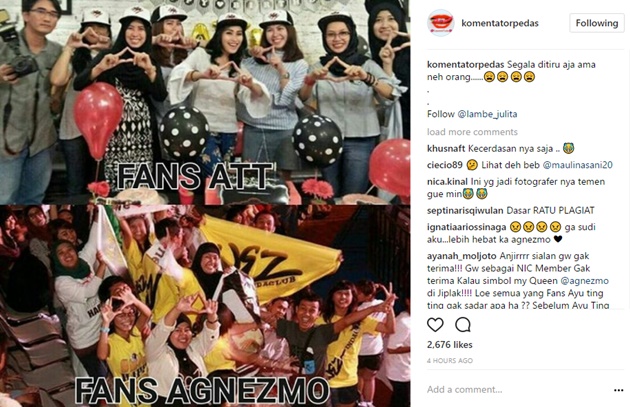 Bentuk Simbol Mirip, Ayu Ting Ting Plagiat Logo Tangan Fans Agnez Mo?
