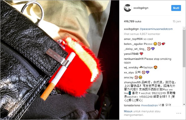 Posting Foto Ini, Fans Khawatir G-Dragon Kecanduan Merokok