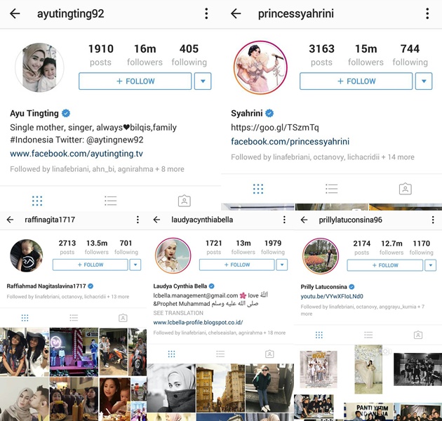 Selebriti dengan Jumlah Followers Terbanyak