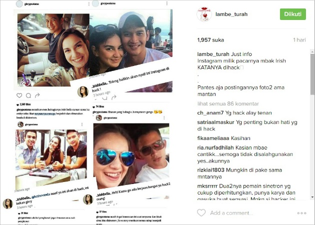 Akun Kekasih Irish Dibajak