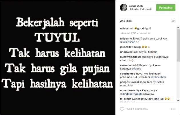 Raline Shah Posting Soal Tuyul