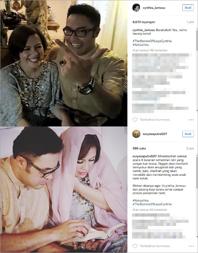 Cynthia-Surya Umumkan Bakal Punya Anak Kembar