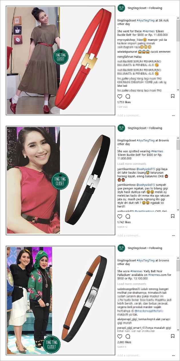 Koleksi Ikat Pinggang Ayu Ting Ting