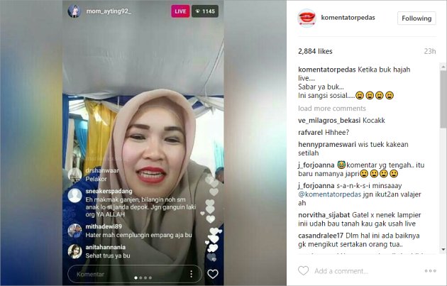 Ibu Ayu Ting Ting Dihujat Saat Live di Instagram