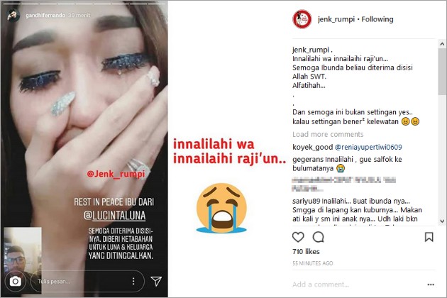 Ibunda Lucinta Luna Meninggal Dunia, Netter Teringat Kisah 