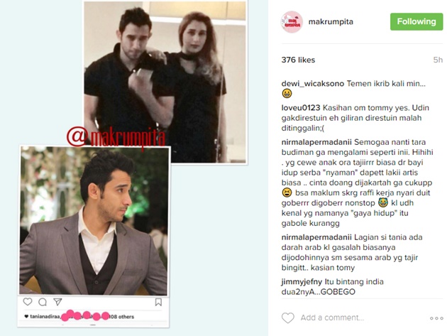 Tania Kepergok Mesra Bareng Cowok Lain di Dubai, Netter: Kasihan Tommy